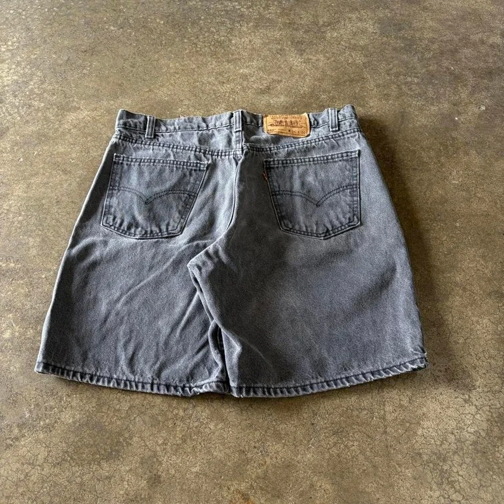 Vintage Levis 550 Orange Tab Relaxed Fit Denim Shorts Black Grey Mens 36